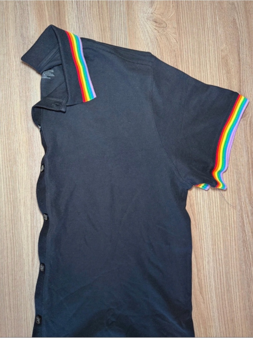 Black pride Polo Shirt with Rainbow Trim
